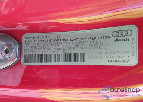 2010 Audi S5 3.0 Premium Plus из США, поврежденный, VIN WAUVGAFH0AN020299